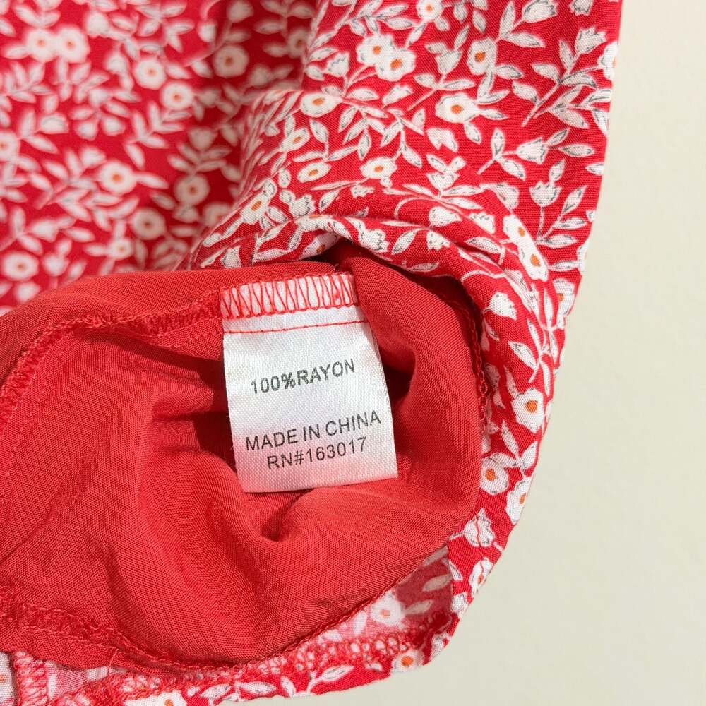 Princess Polly Red Floral Mini Dress Size 6 Puff Sleeve Cottagecore Summer - Picture 4 of 5